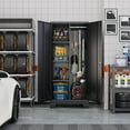 thumbnail image 2 of 61" Broom Closet Storage Cabinet, Metal Storage Cabinet with Pegboard, Utility Cabinets for Brooms and Mops, Cleaning Tool Cabinets for Laundry Room, Garage, Bathroom, 2 of 6