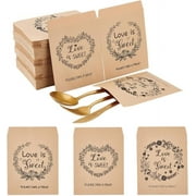 210pcs Mini Kraft Paper Bags 5.3x3.9inch Small Paper Favor Bags Brown Cookie Bags Tiny Kraft Paper Treat Bags for Wedding Party Gift Candy Bar Baptism Card Small Business Love is Sweet diy