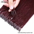 thumbnail image 4 of Benehair Human Hair Extensions Nano Ring I Tip Remy Hair Loop in Microlink Full Head Women Seamless Wine Red 50g, 4 of 12