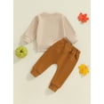 thumbnail image 6 of Aojekbee Baby Boy Girl Halloween Outfit, Ghost Letter Print Long Sleeve Sweatshirt Elastic Waist Pants 2 Piece Set for Fall, 6 of 10