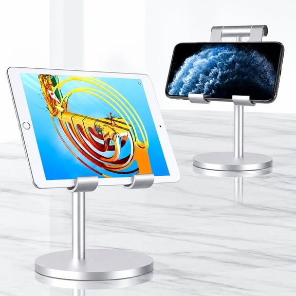 Height Adjustable Phone Holder, Aluminum Desktop Device Stand, Adjustable Tablet Stand, Universal Desk Tablet Support, Multi-Angle Tilt Cell Phone Mount