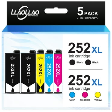 252XL Ink Cartridges for Epson 252XL Ink Cartridges Combo Pack for Epson WF-3640 WF-7720 WF-3620 WF-7710 WF-7620 WF-7610 WF-7210 (5 Pack)