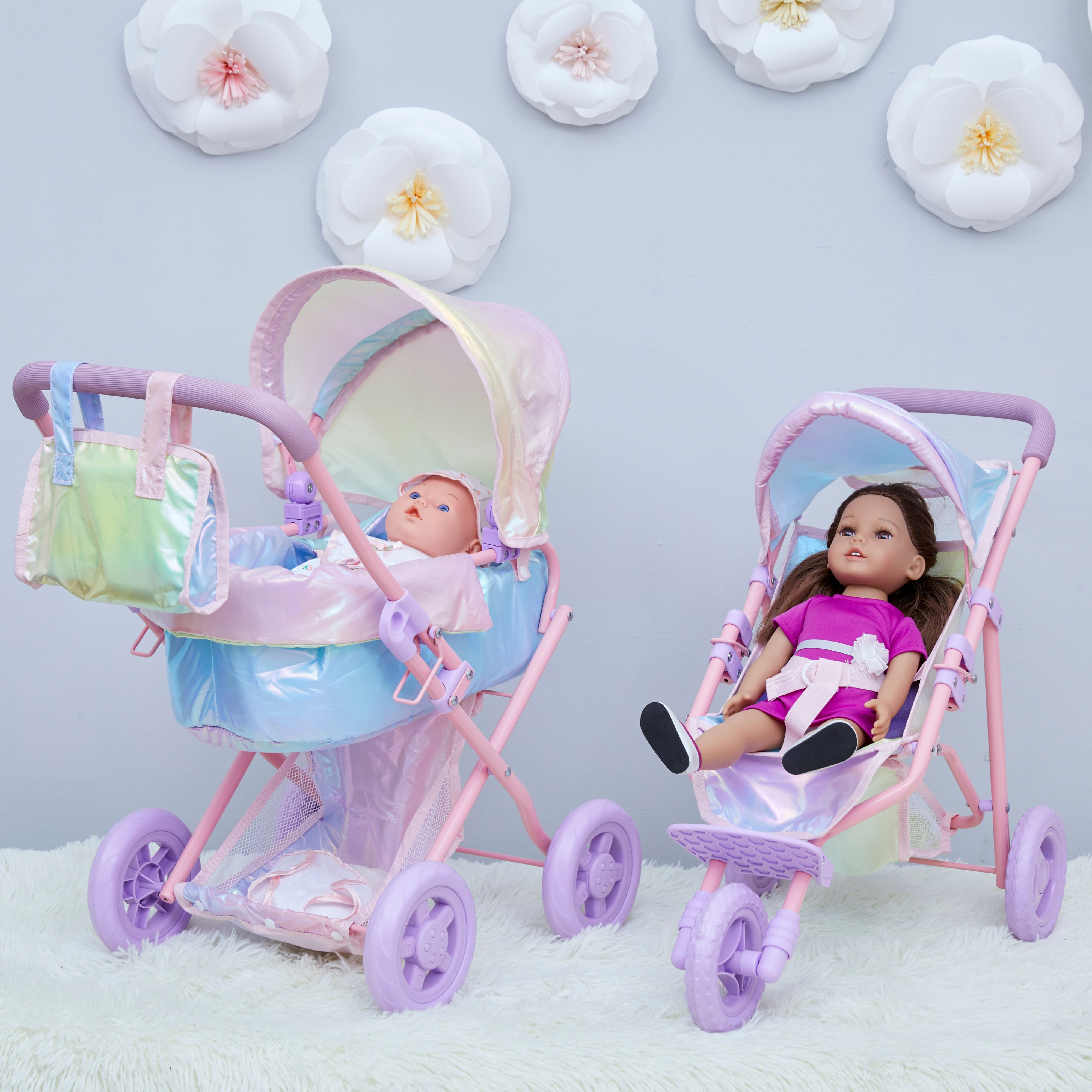 Olivia's Little World Baby Doll Jogging Stroller Buggy Iridescent Color OL-00016