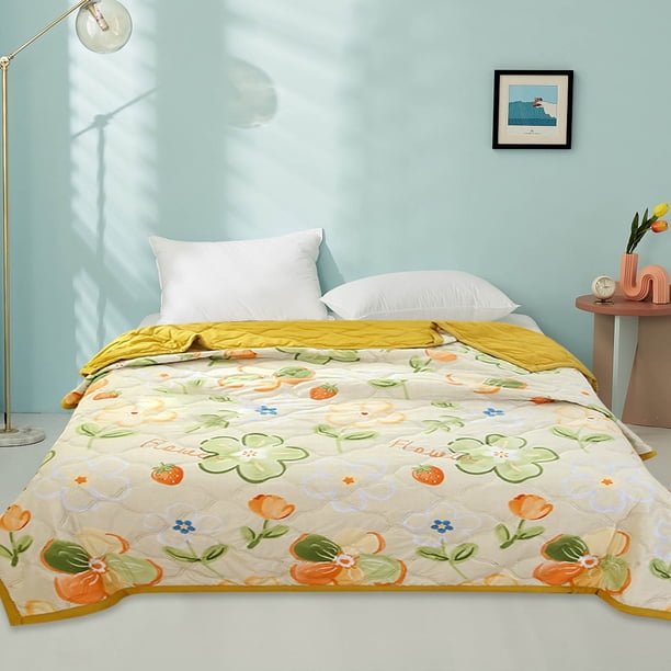 Edredón de verano estampado lavable | Manta edredón fina | Manta acondicionadora suave y transpirable | 100 x 150 cm | Ropa de cama ligera multiusos | Habitación de Huéspedes Casa Viajes | Cuidado