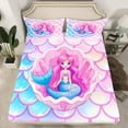 thumbnail image 2 of Manfei Child Teens Kawaii Mermaid Princess Twin Sheet Sets 3pcs,Cartoon Animal Twin Fitted Sheet Microfiber,Dreamy Gradient Breathable Flat Sheet,Microfiber Bedroom Decor, 2 of 7