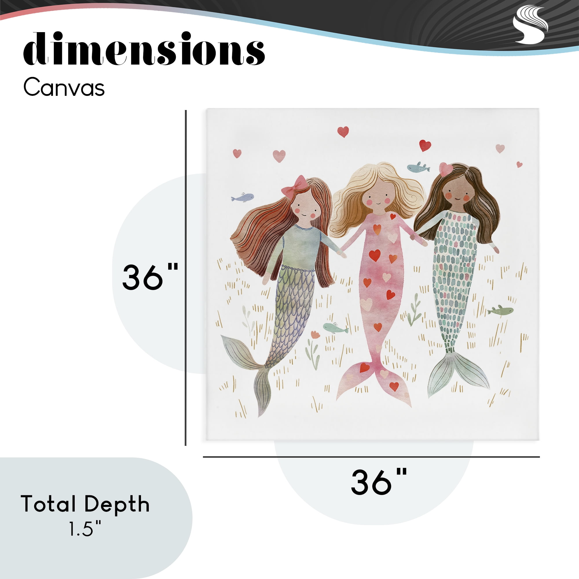 Trio of Mermaids Friendship Canvas Wall Art, design by Leah Straatsma