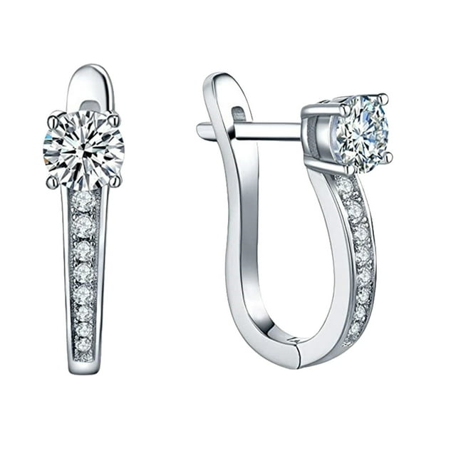 Silver Rhinestones Hoop Stud Earrings For Women Valentine for Women Pressure Earrings Quirky Earrings Earrings for Women Hoops Hoop Earrings Large Stud Earrings for Women Funky Earrings Earrings for