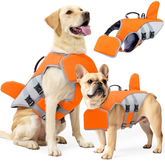 Amztom Dog Life Jacket for Swimming – Adjustable Buoyancy Aid Flotation Vest for Boating Pool Beach, Safety Flotation Vest for Small Dogs (Orange,S)