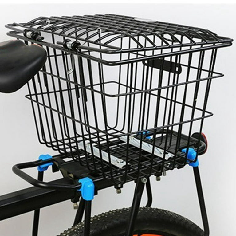 Metal Wire Rear Bike Basket, Waterproof Universal Large Space Detachable  Bike Cargo Rack for Most Rear Bike Racks Mountain Bikes 