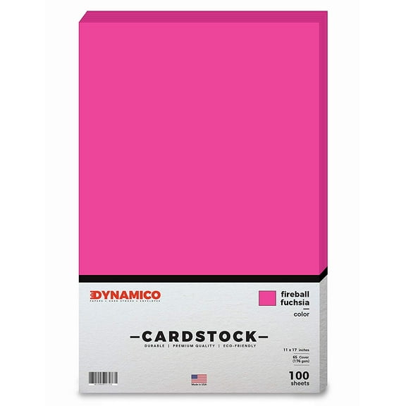 Fireball Fuchsia 11 x 17" Cardstock Paper - Tabloid/Ledger - for Cards and Stationery Printing | Medium weight 65 LB (175 gsm) Cover Card Stock | 100 Sheets Per Pack