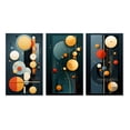 thumbnail image 2 of Designart "Vintage Retro Circular Minimalism II" Modern Geometric Wall Art Set Of 3 - Yellow Abstract Canvas Set For Living Room Decor, 2 of 7