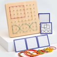 thumbnail image 3 of YOPTOP Wooden Geoboard Graphical Educational Mathematics Material with Rubber Tie and Cards Create Pattern Shape for Boys Girls Aged 3 Preschool Kids Mathematical Manipulative Material, 3 of 3