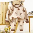 thumbnail image 2 of TOWED22 Toddler Boys Fall Outfits Cute Print Long Sleeve Pullover Top Elastic Waist Joggers Soft Clothes 2 Piece Set(Khaki,150), 2 of 3