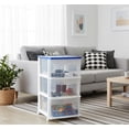 thumbnail image 4 of Italhome Cajonera De Plástico, Cajonera Organizador Con Ruedas De Color Blanco Azul Con 3 Cajones Transparentes Fox, 4 of 8
