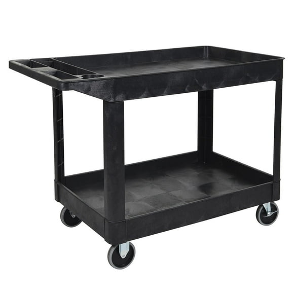 Luxor Furniture XLC11-B 2 Level Polymer Utility Cart w/ 500 lb Capacity - Raised Ledges, Black