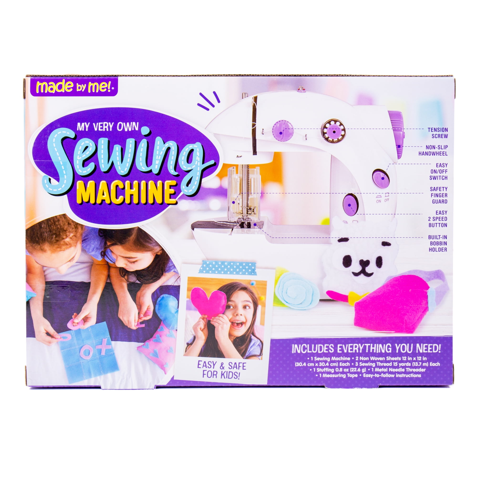  Customer reviews: Made By Me My Very Own Sewing Machine for  Beginner, Portable Battery Powered First Sewing Machine for Kids Ages 8+,  Includes Fabric, Thread, Measuring Tape, & Stuffing
