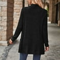 thumbnail image 4 of Qwertyu Womens Long Cardigan Lightweight Sweater Open Front Long Sleeve Cardigans with Pockets 2025 Black 2XL, 4 of 7