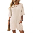 thumbnail image 2 of KyCheLot Summer Outfits for Women Rompers Knit Ribbed Short Sleeve Crewneck Tee Romper with Pockets, 2 of 7