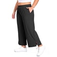 thumbnail image 2 of Gleelist Women's Plus Size Wide Leg Pants Lightweight Casual High Waist Side Slit Flowy Lounge Trouser With Pockets XL-5XL, 2 of 5
