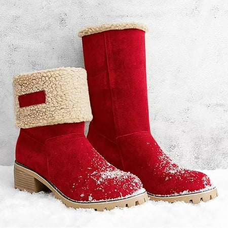 Boots Gift Bags For Birthday Winter Shoes for Women Red Hiking Keep Warm Add Velvet Womens Botas Snow Clothes for Women 37