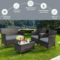 thumbnail image 4 of Gymax 8PCS Patio Rattan Conversation Furniture Set Outdoor w/ Brown & Grey Cushion, 4 of 9