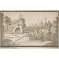 thumbnail image 2 of Nikolaus Gottfried Stuber 14x11 Black Ornate Wood Framed Double Matted Museum Art Print Titled: Harbor Scene (ca. 1730), 2 of 5