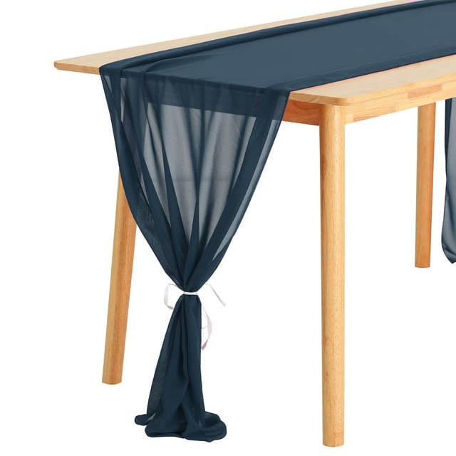 REGALWOVEN 6 Paquete de Caminos de Mesa de Chiffon para Boda o Fiesta Azul Oscuro 28x120 pulgadas