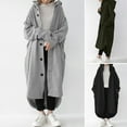 thumbnail image 2 of comerut Women Overcoat Hooded Solid Color Long Sleeves Maxi Length Loose Warm Casual Cardigan Lady Coat for Street, 2 of 8