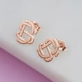 thumbnail image 3 of PicturesOnGold.com Personalize Exclusive Monogram Overlapping Initial Earrings - Rose Gold Plated 8mm tall - Customize Stylish Jewelry Memory Gifts for Women, 3 of 8