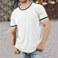 thumbnail image 2 of Men Summer Tops Tops Mens Quick Men plus Size Olive Kimono Mens Athletic Short Sleeve Small Shirt Shirts Striped Long Sleeve Tall T Shirts Athletic T Shirt Tees Fashion Deep V White M, 2 of 5