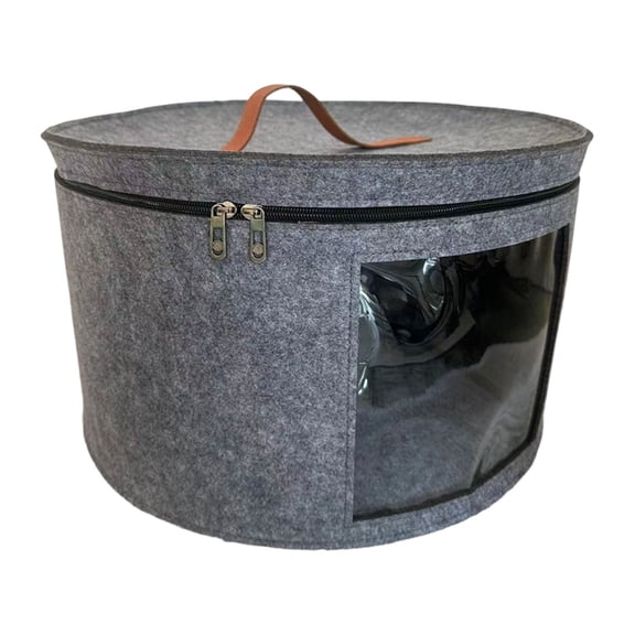 Round Hat Boxes with Lidssoft Large Hat Storage Box with Handle Transparent Window and Zip, Foldable Travel Hats Boxes Storage for Storing Clothes, Toys