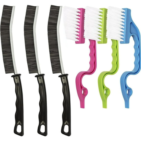 6 PCS Gap Cleaning Brush,Crevice Cleaning Brush Tool Multifunctional Brushes, Household Cleaning Tool Small Cleaning Brush for Shutter Door Window Track Kitchen Bathroom(Balck Color)