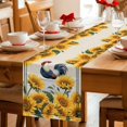 thumbnail image 5 of Bathing Roosters Cotton Linen Table Runner for Dining Kitchen, Farmhouse Sunflower Vintage Burlap Wedding Outdoor Party Tablerunners Decoration, Dresser Scarf Coffee Tablecloth Runners 13x70 Inches, 5 of 9