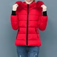thumbnail image 6 of VINUSLI Hooded Puffer Jacket Women Quilted Thicken Warm Ski Down Jackets Faux Fur Trim Zip Up Waterproof Outdoor Comfy Coats Red,S, 6 of 7