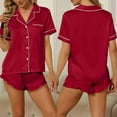 thumbnail image 5 of Dvprdro Womens Pajama Sets Silk Satin Button Down Short Sleeve Shirts and Comfy Soft Shorts Lounge Sets for Women 2 Piece Wine XXL, 5 of 5