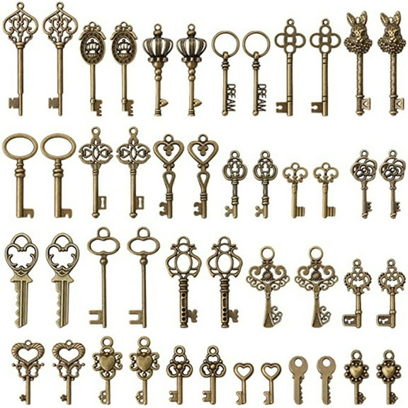 46pcs Mixed Skeleton Keys for DIY Crafts, Medieval Style for Retro Lovers Gifts Decorations