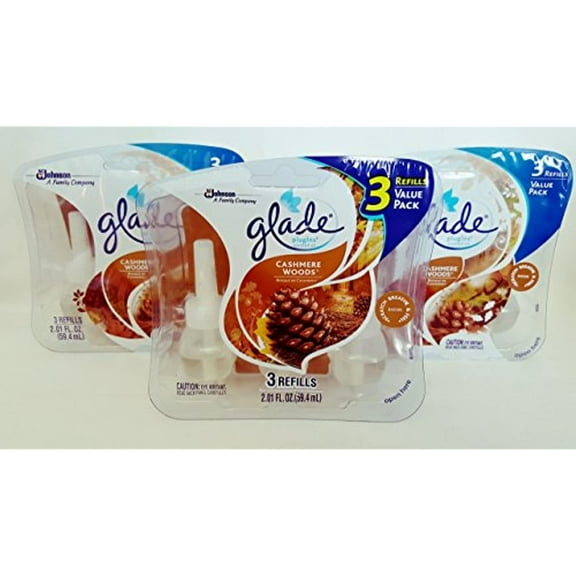 Glade Plugins Scented Oil Refills, Cashmere Woods, 9 Count, 3 Pack
