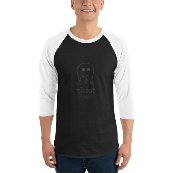 Ghost 3/4 sleeve raglan shirt (Black/White, XS)