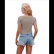 thumbnail image 2 of Camiseta de Corta con Cuello en V y Ombligo Al Descubierto, Color Caqui, Talla L, 2 of 7