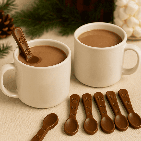 Chocolate Mini Stirring Spoons, 5-Count Box