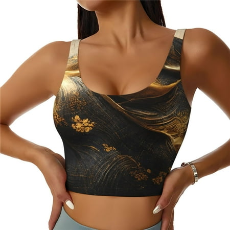 Matuu Luxurious Gold Flow for Women s Sports Bra - Soft  Comfortable and Breathable Sports Vest for Yoga  Fitness  and Dance-XX-Large