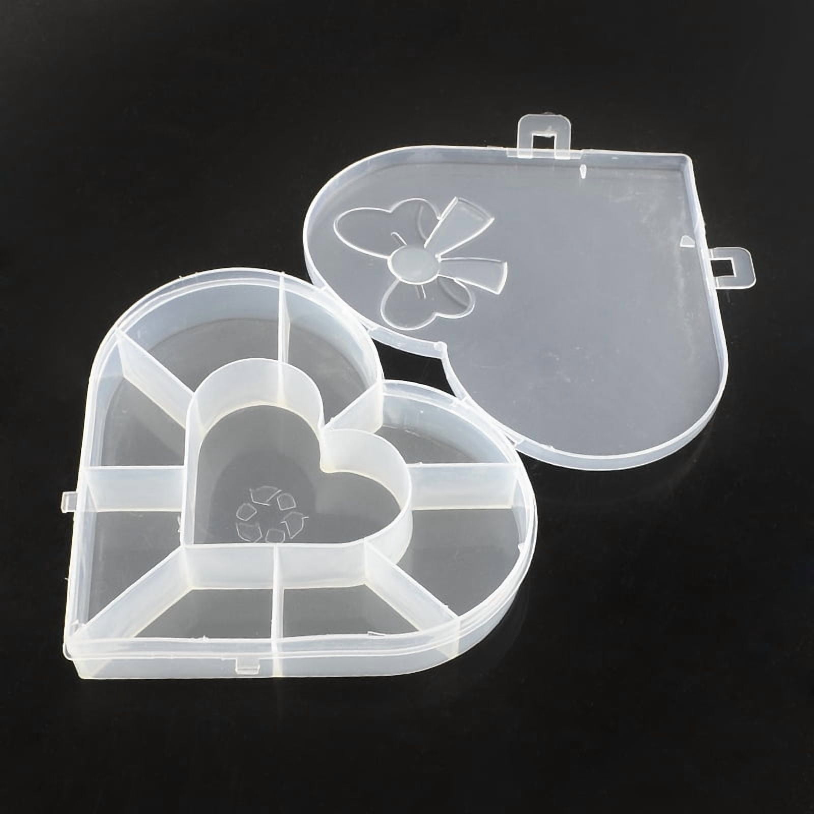 Heart Plastic Bead Storage Containers 9 Compartments Clear 13.5x15.5x2.7cm