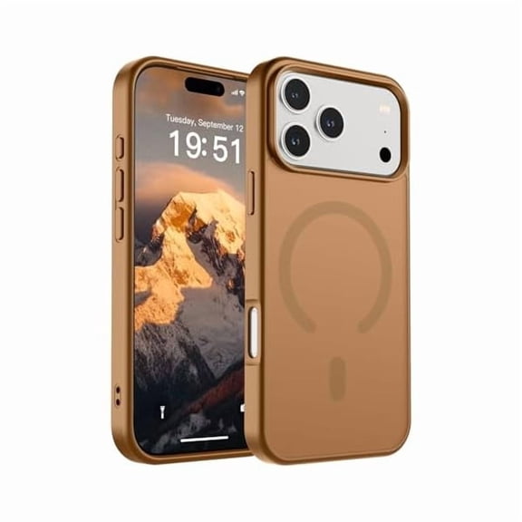 ZHU997 Magnetic for iPhone 17 Pro Max Case (Compatible with MagSafe)(Military Grade Drop Protection) Translucent Matte Shockproof with Anti-Fingerprint Phone Cover 2025,Brown