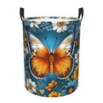 thumbnail image 1 of Balery Spring Butterfly Flowers Cesta de ropa redonda con asas, impermeable, independiente, para ropa, juguetes, dormitorio y familia-Small, 1 of 6