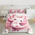 thumbnail image 2 of Feelyou Girly Pink Axolotl Queen Comforter Set, Cartoon Cherry Blossoms Bedding Sets, Teens Kids Girls Women Reversible Bedding Comforter Set, Microfiber Bedroom Decor, 3 Pieces, 2 of 8