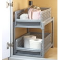 Grey 2Tier Sliding Plastic Basket for Kitchen Organization and