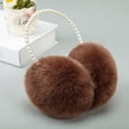 thumbnail image 4 of Women Earmuff Imitation Pearl Decor Faux Rabbit Fur Plush Solid Color Non-slip Ear Protection Comfortable Autumn Winter Girls Ear Warmer for Going Out, 4 of 9