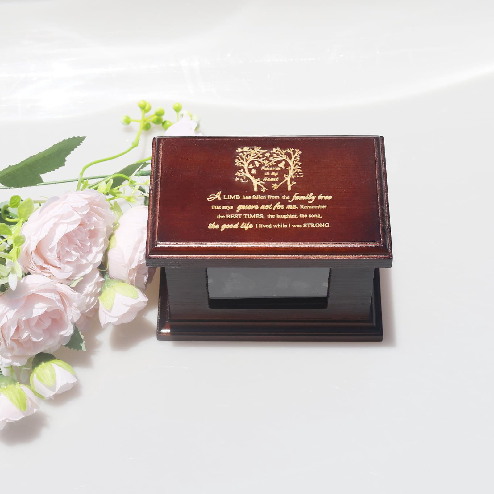 6 Inches Small Wood Urns for Ashes, Funeral Memorial Urns with Photo Frame, Small Urns Keepsake Wooden Urns Box and Casket, Picture Frame Keepsakes Urns for Human/Pet Ashes-Tree