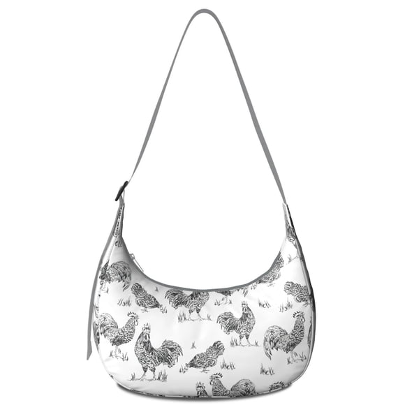 Sac Bandoulière Coq de Ferme Poule Croissant pour Femmes Hommes, Sac d'École de Voyage Motif Poulailler Poussin, Sac à Livres Dessin Animé Poule Rustique pour Usage Quotidien