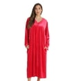 thumbnail image 1 of Just Love Stretch Velour Embroidered Zipper Lounger Robe for Women with Pockets (Red With Tassel Zipper, Small), 1 of 1